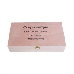 Набор ареометров с мерным стеклянном цилиндром в деревянном футляре 2968 - фото 7897