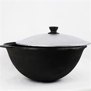 Узбекский чугунный казан, круглое дно, с крышкой, ШТ 25835